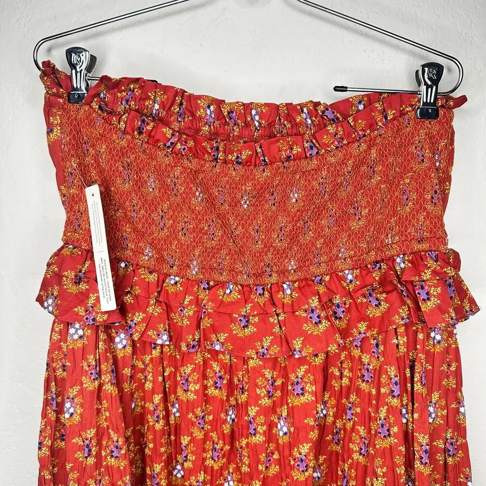 NWT Anthropologie Plenty Tracy Reese Empire Strapless Smocked Midi Dress Large - Picture 9 of 15